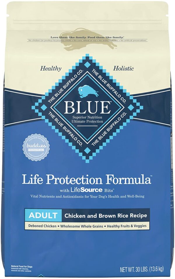 Blue Buffalo Life Protection Formula Natural Adult Dry Dog Food, Chicken and Brown Rice 15-lb